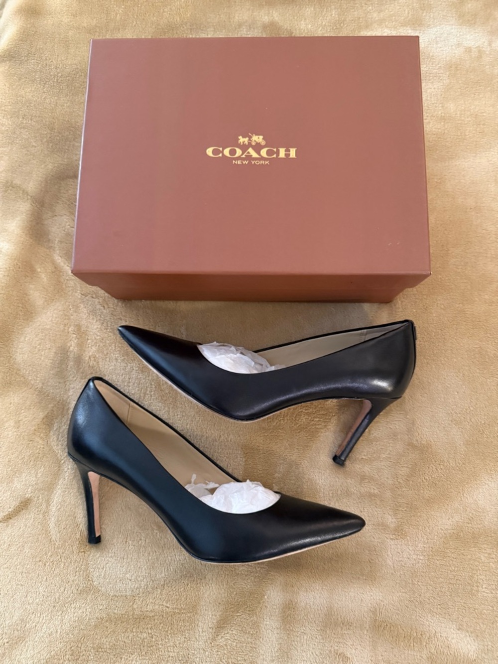 Coach Black Leather Pointed-Toe Stiletto Heels